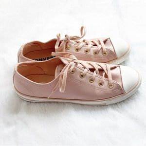 Dainty Pink Leather Converse Shoes